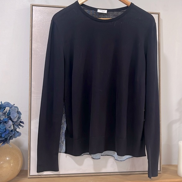 AKRIS Punto Crew Neck Mixed Media Long Sleeve Sweater Top, size 12 - Picture 3 of 13